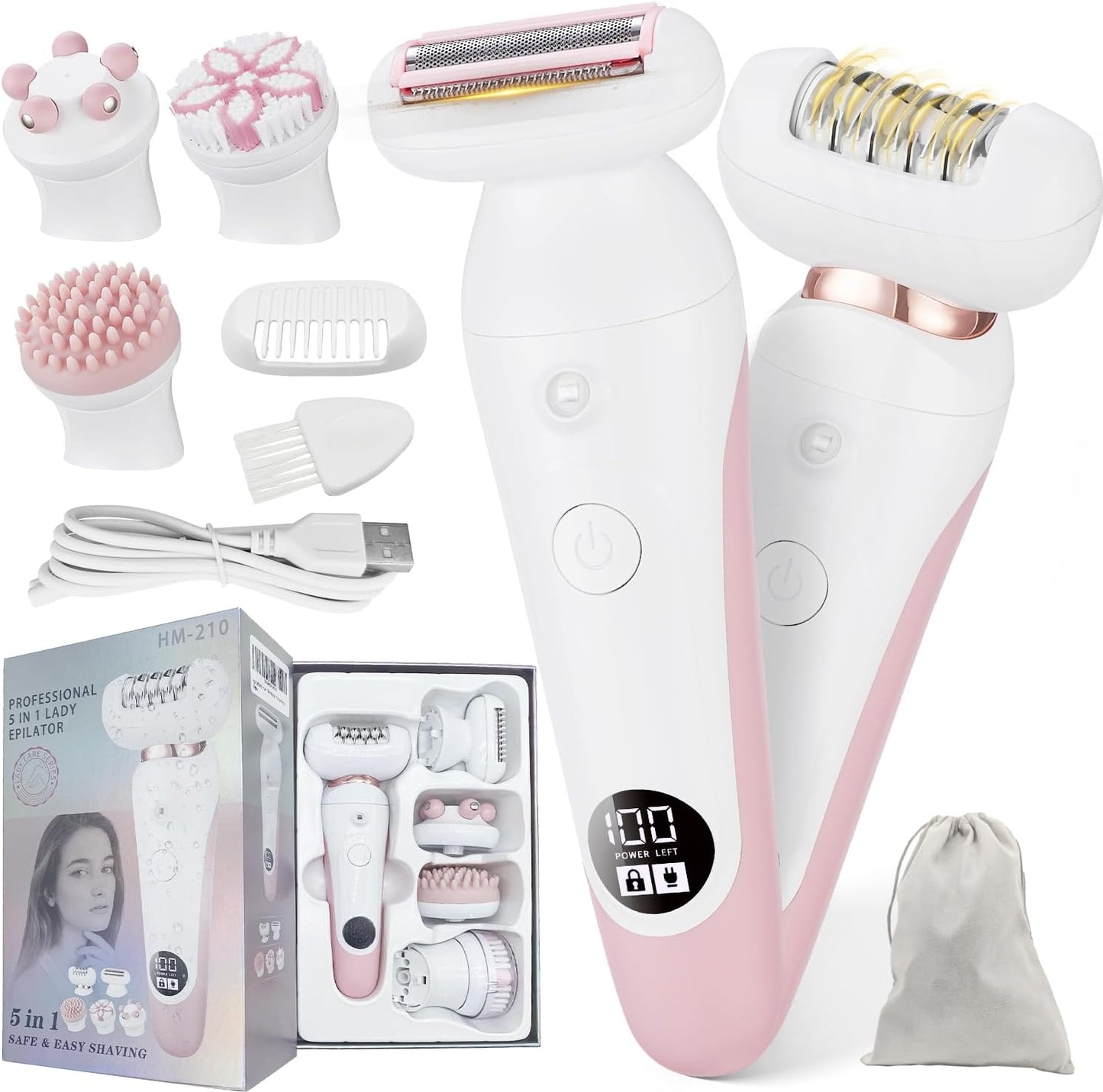 UPTARD Afeitadora eléctrica 5 en 1 para mujer, depiladora para el c...