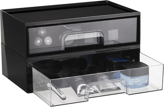 Vtopmart Paquete de 2 cajones de almacenamiento apilables transpare...