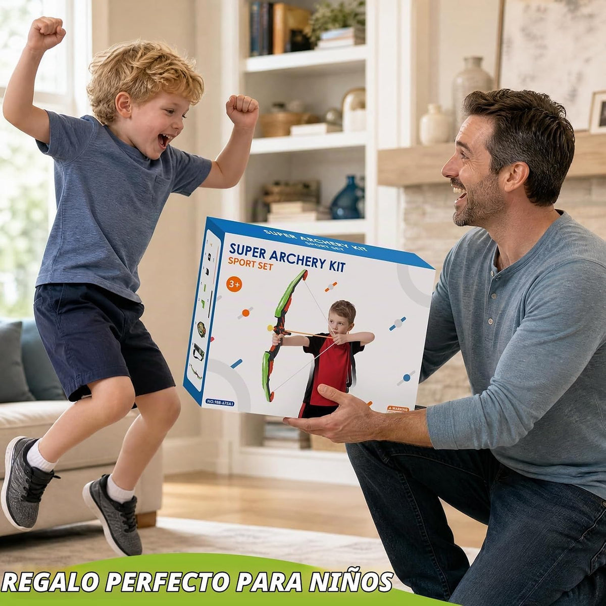 HYES Arco y flecha para niños, juego de tiro con arco con luz LED c...