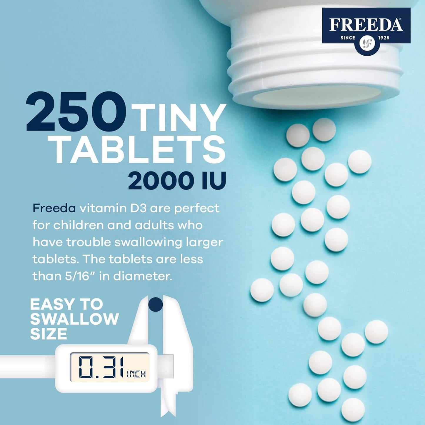 FREEDA Vitamina D3 pura 2000 UI \u2013 Fuerza moderada \u2013 Salud...