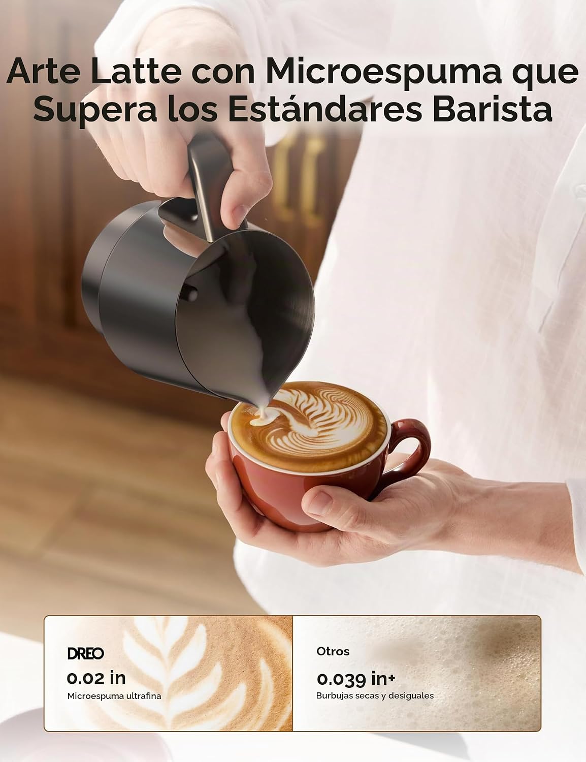 DREO BaristaMaker Espumador de Leche, Todo en 1, 27oz\/800ml Máquin...