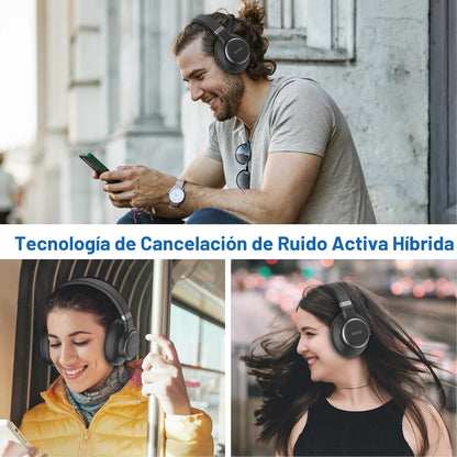 KVIDIO Auriculares con cancelación activa de ruido, 70 horas de rep...