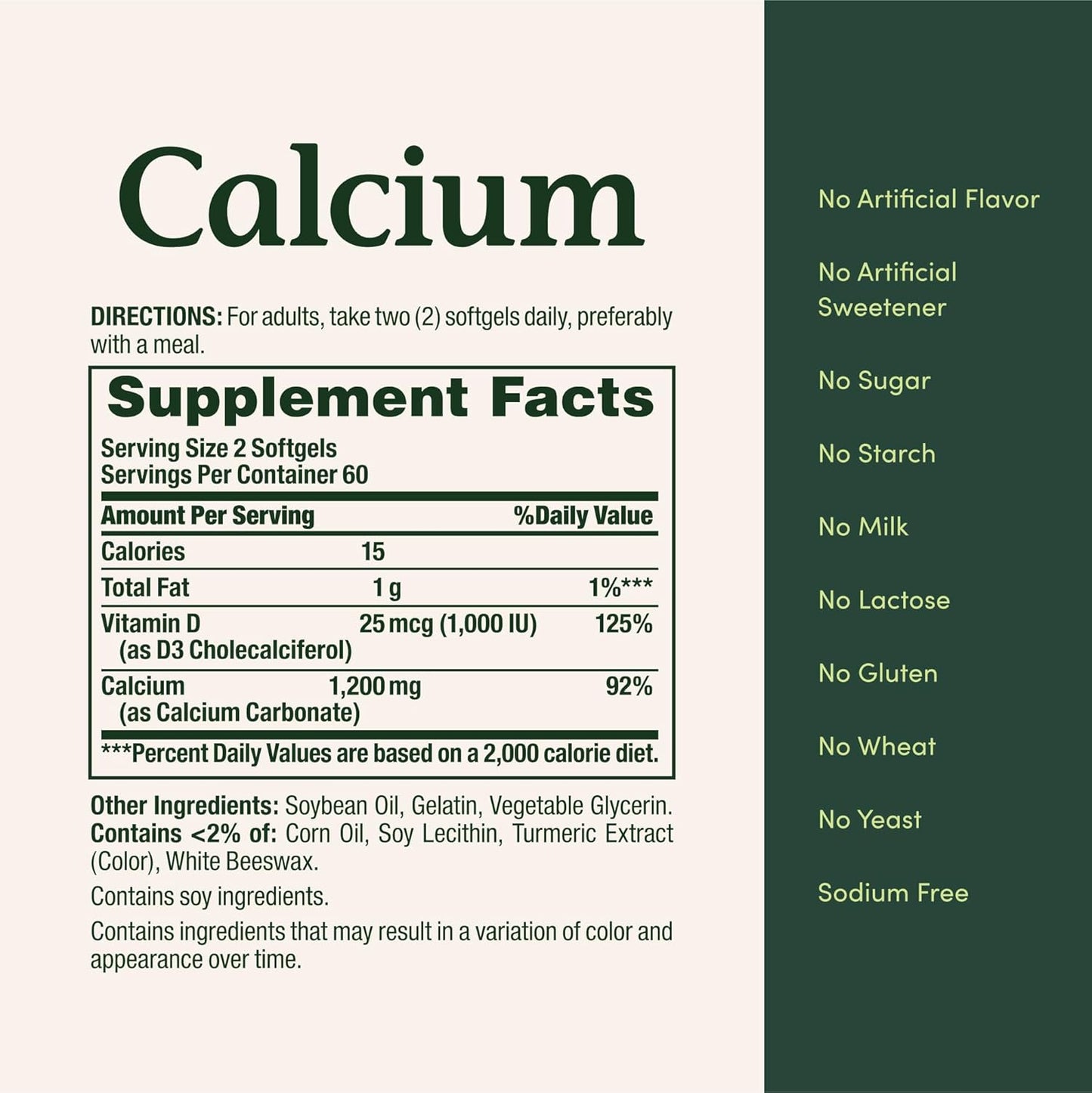 Calcio 0,04 oz de Nature\u2019s Bounty. Plus Vitamina D3., 1, 1