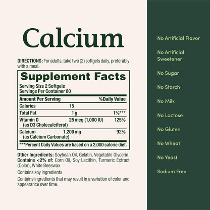 Calcio 0,04 oz de Nature\u2019s Bounty. Plus Vitamina D3., 1, 1