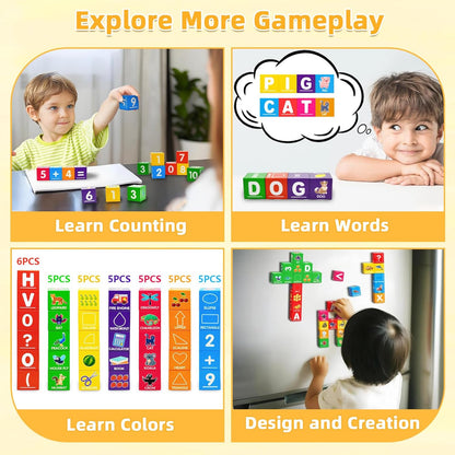 Bloques magnéticos para niños pequeños de 1 a 3, 1.4 pulgadas, bloques de construcción grandes, número ABC, juguetes de aprendizaje para niños de 1, 2, 3, 4, 5 años, juguetes educativos Montessori