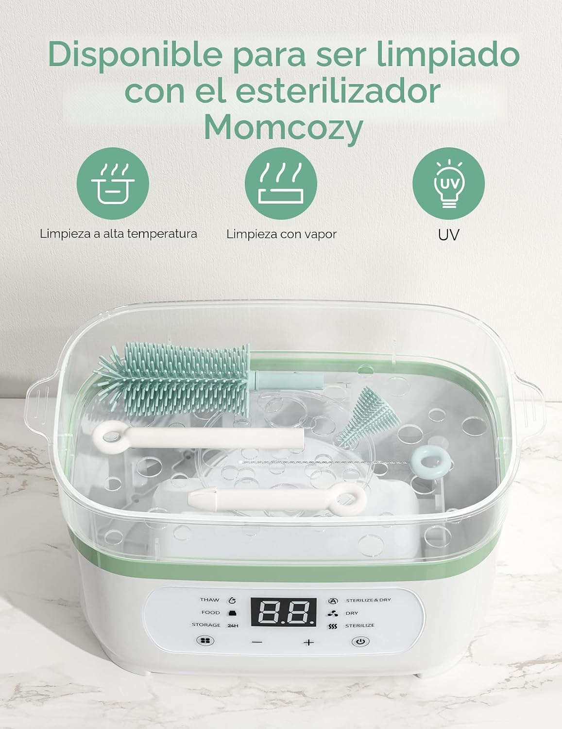 Momcozy Juego de cepillos para biberones, kit limpiador de biberone...