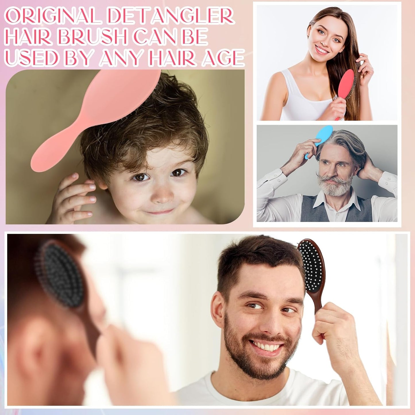 Suclain 30 cepillos de pelo húmedo para mujer, cepillo desenredante de viaje, cerdas suaves con base de cojín, cepillos de secado desenredantes pequeños para mujeres, 10 colores