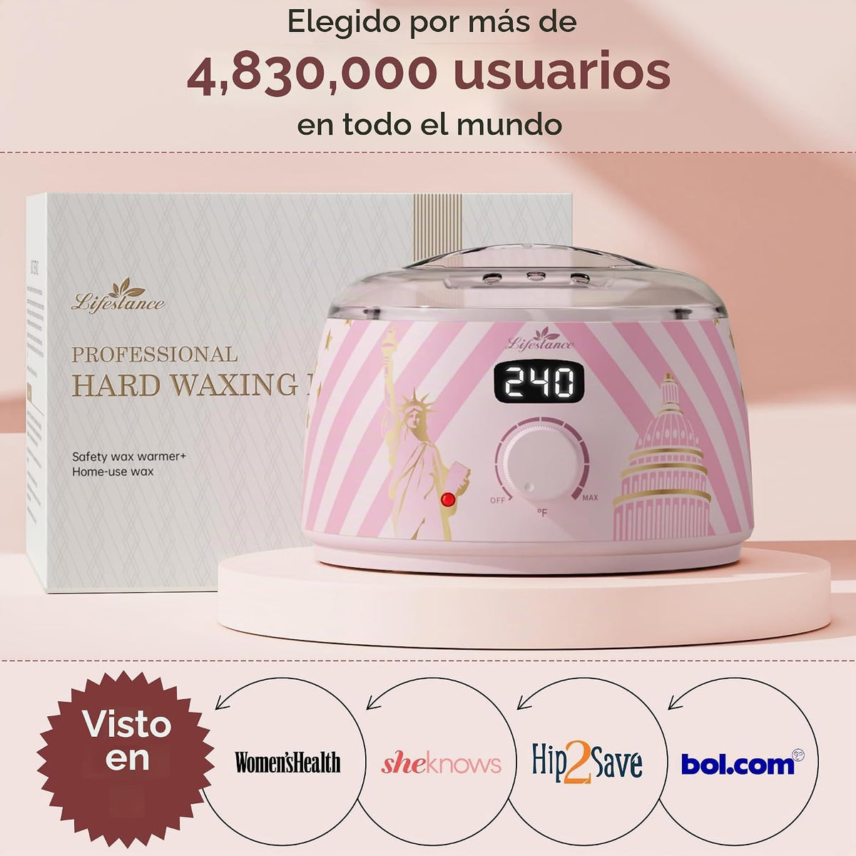 Lifestance Kit de depilación para mujeres y hombres - Calentador di...