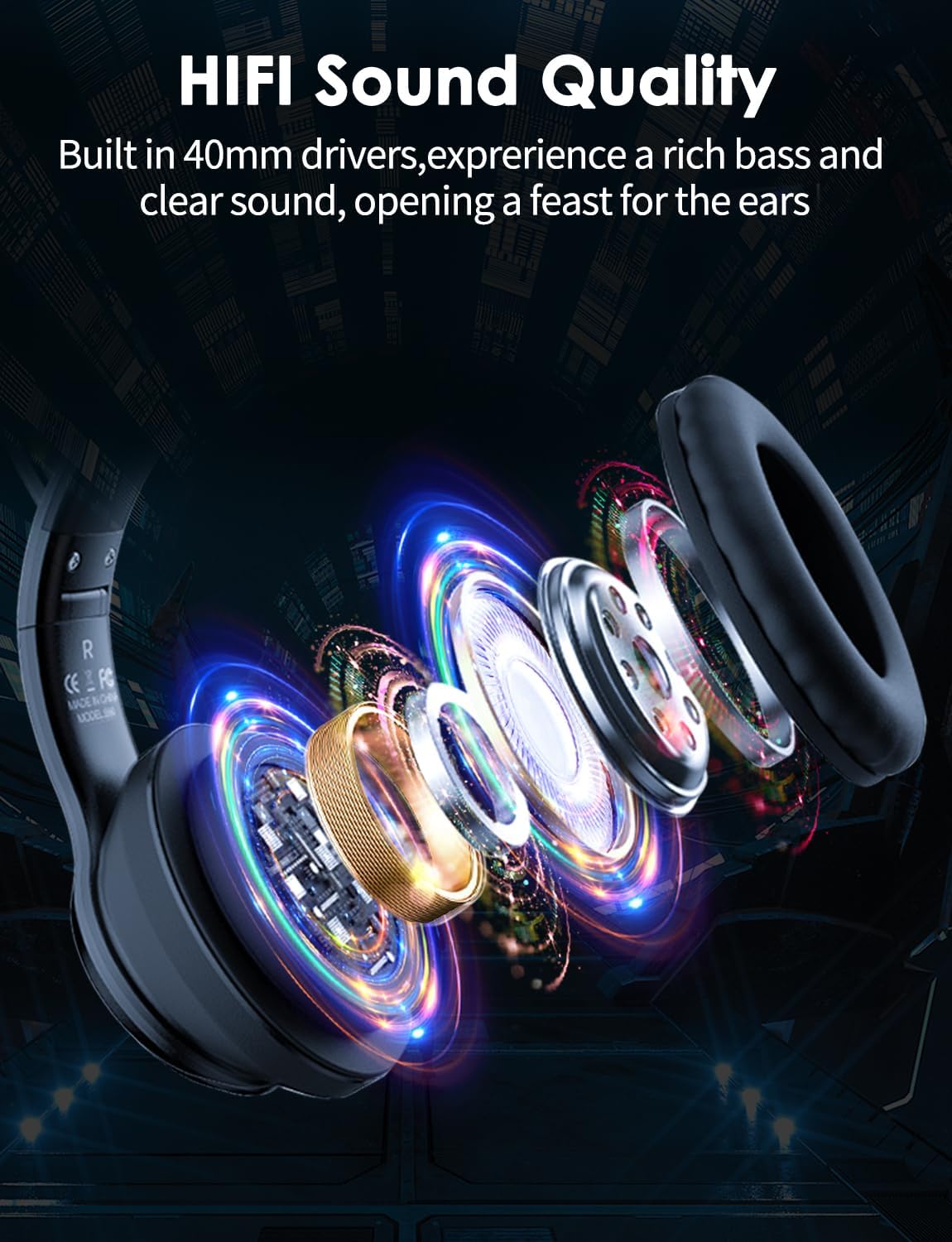 ONITOON Auriculares Bluetooth con orejas de gato para niños y adult...
