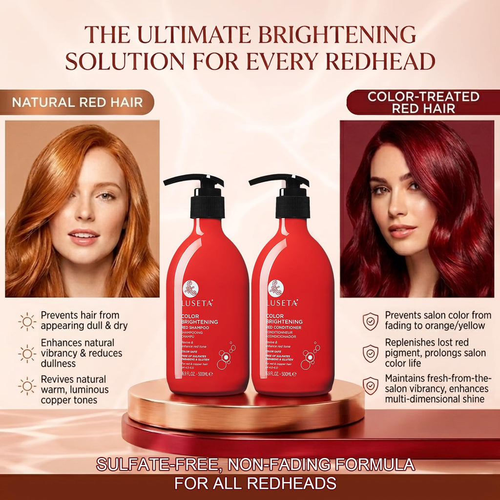 Luseta - Juego de champú y acondicionador para cabello rojo para tr...
