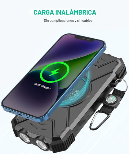 Blavor - Paquete de batería externa solar, cargador inalámbrico Qi...