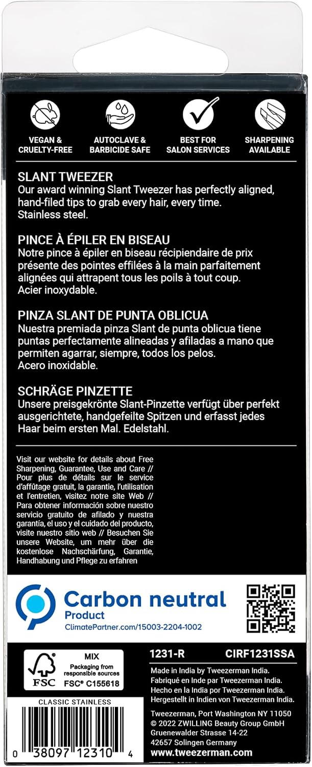 Tweezerman - Pinza inclinadas para cejas de acero inoxidable