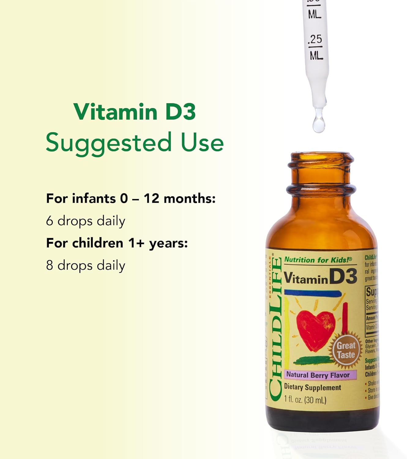 CHILDLIFE Essentials Gotas de Vitamina D3 para Niños, Niños Pequeño...