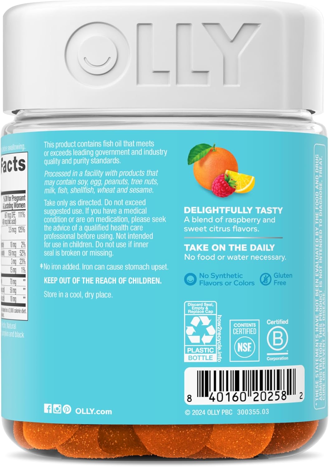OLLY - Goma multivitamínica prenatal esencial, ácido fólico, vitami...