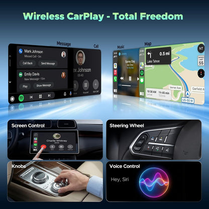 LAMTTO Adaptador inalámbrico 3 en 1 Carplay Android Auto Adapter integrado Net-Flix YouTube Tiktok Apps Magic AI Box Reproductor de video con WiFi de doble banda USB para coches de juego con cable OEM