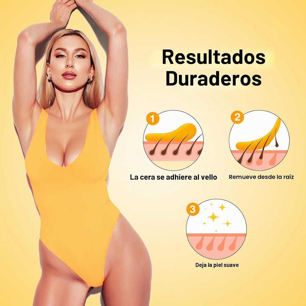 Waxers Kit de Cera Roll-on para Depilación con Miel en Casa, Kit de...