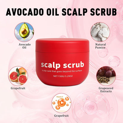 Exfoliante oficial de BYKYND LABS para cuero cabelludo con aceite de aguacate, rico en extracto de pomelo, extracto de semilla de uva y piedra pómez, exfoliante natural y cuero cabelludo seco, sin
