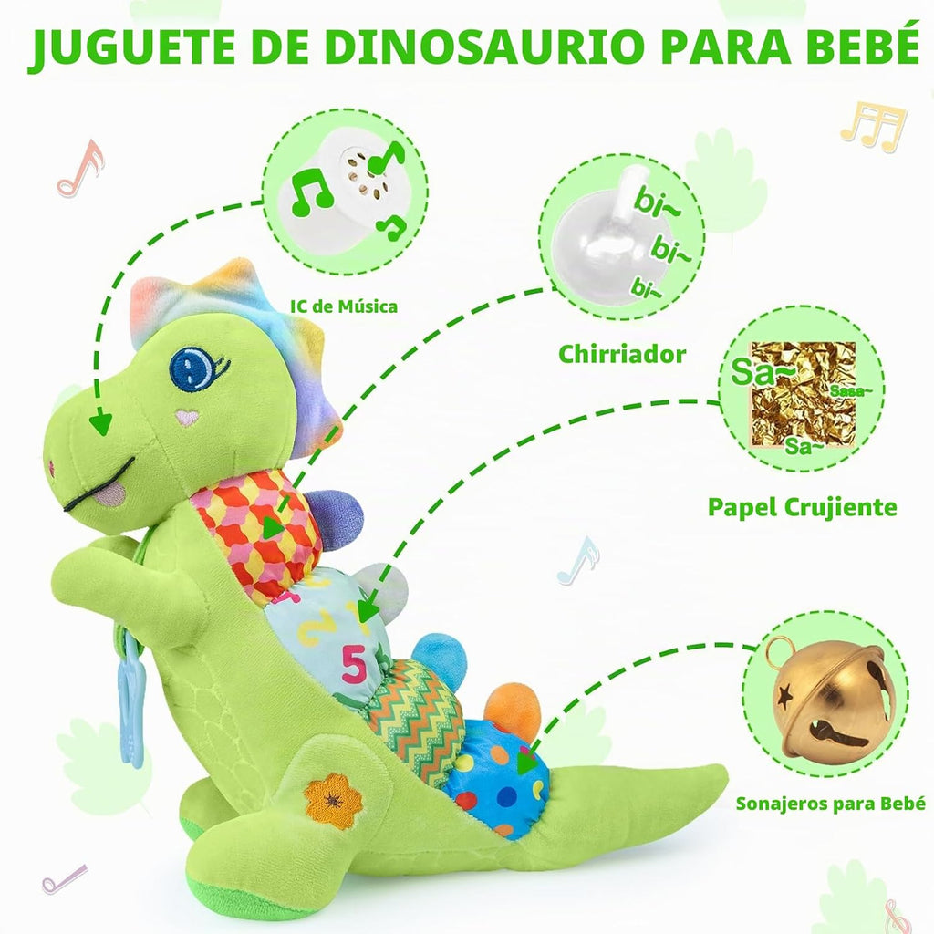 Juguetes Musicales de Peluche de Dinosaurio Bebé para 0-3-6-9-12 Me...