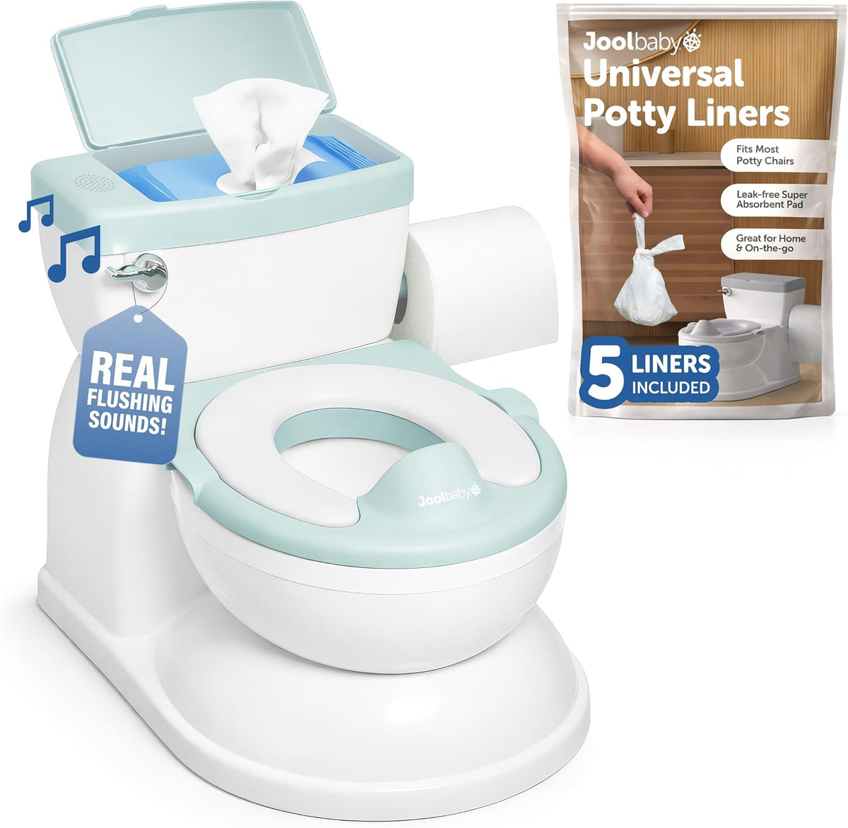 Orinal Real Feel 2 en 1 con almacenamiento para toallitas, sonidos...