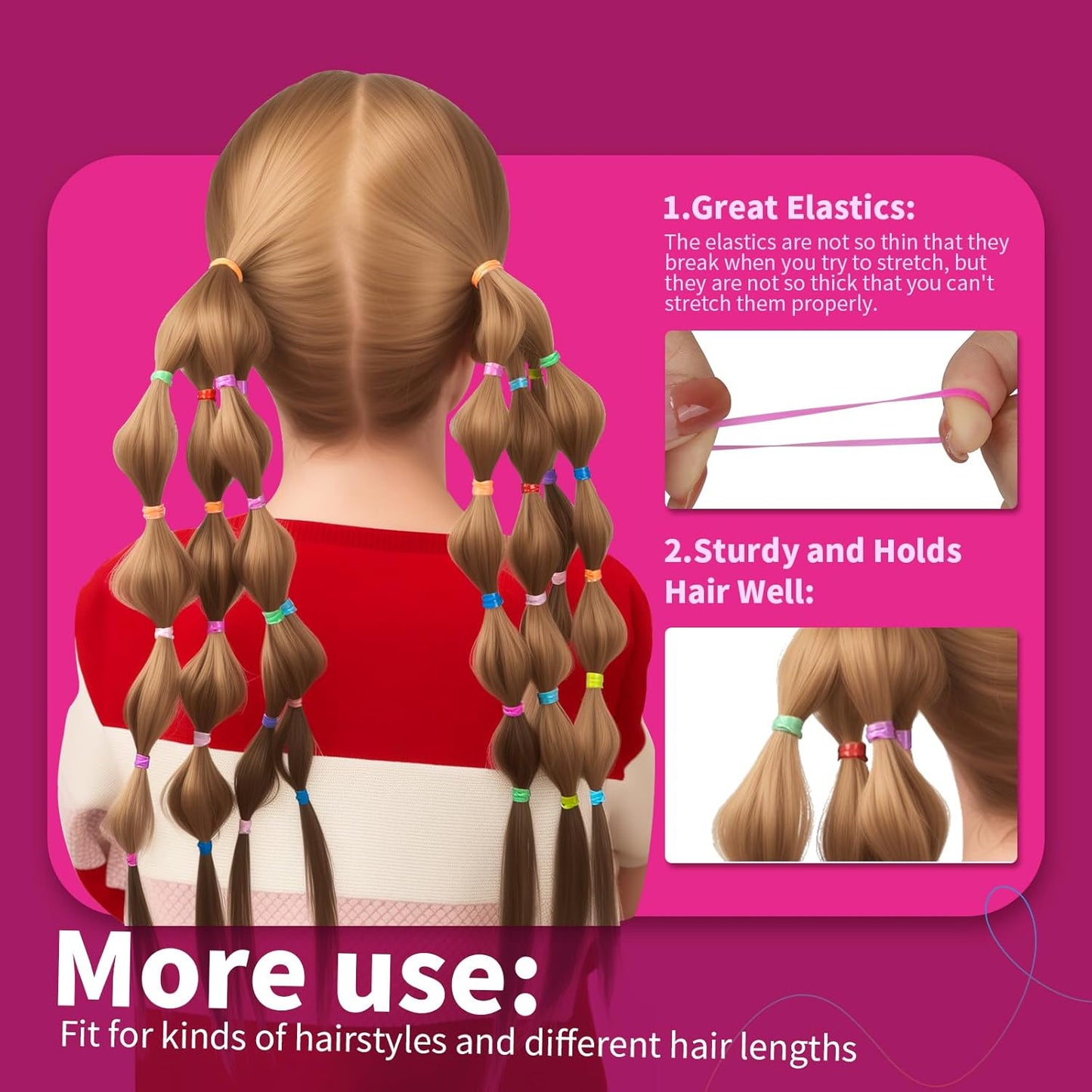 Teenitor 2000 ligas para el pelo de niños pequeños, bandas elástica...