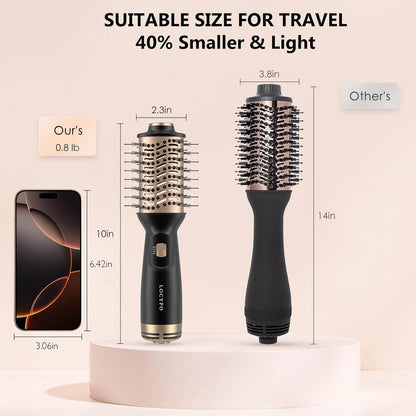 Cepillo secador de pelo de viaje, 4 en 1 automático de doble voltaje (100-240 V), cepillo de aire caliente de 2 pulgadas, mini cepillo secador de pelo y estilizador para cabello suave y voluminoso