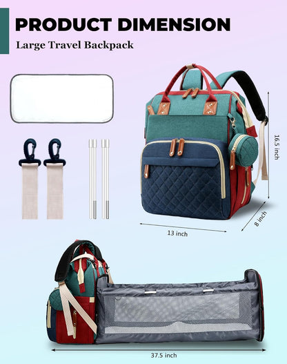 Lamroro Bolsa de pañales con cambiador, mochila de pañales 3 en 1 p...