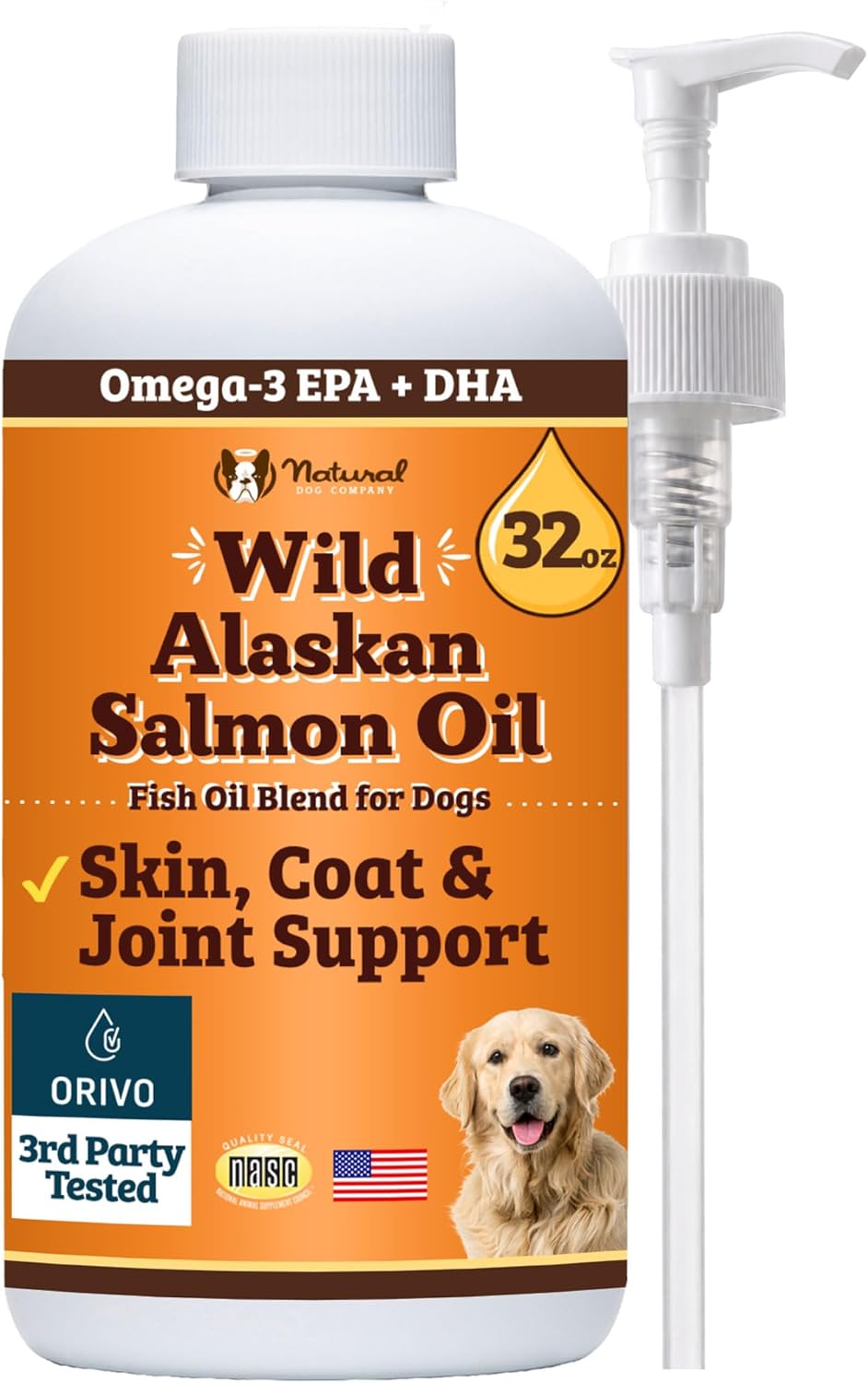 Natural Dog Company Aceite de salmón salvaje de Alaska para perros,...