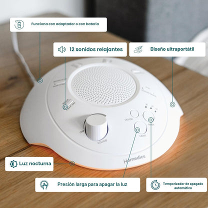 Homedics Sleep Better - Máquina de sonido portátil, luz nocturna, 1...