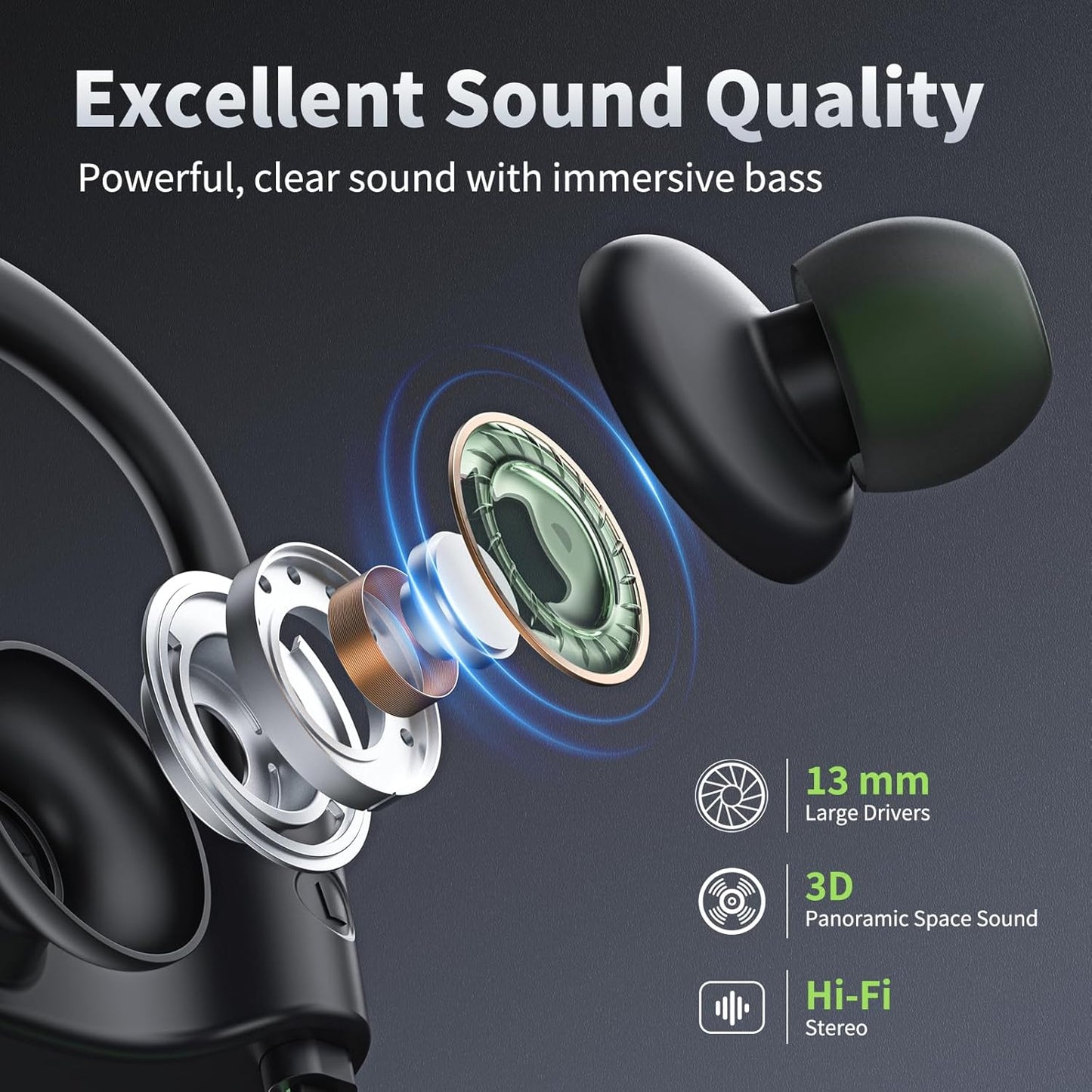 JOYWISE - Auriculares Bluetooth, auriculares inalámbricos IPX7 resi...