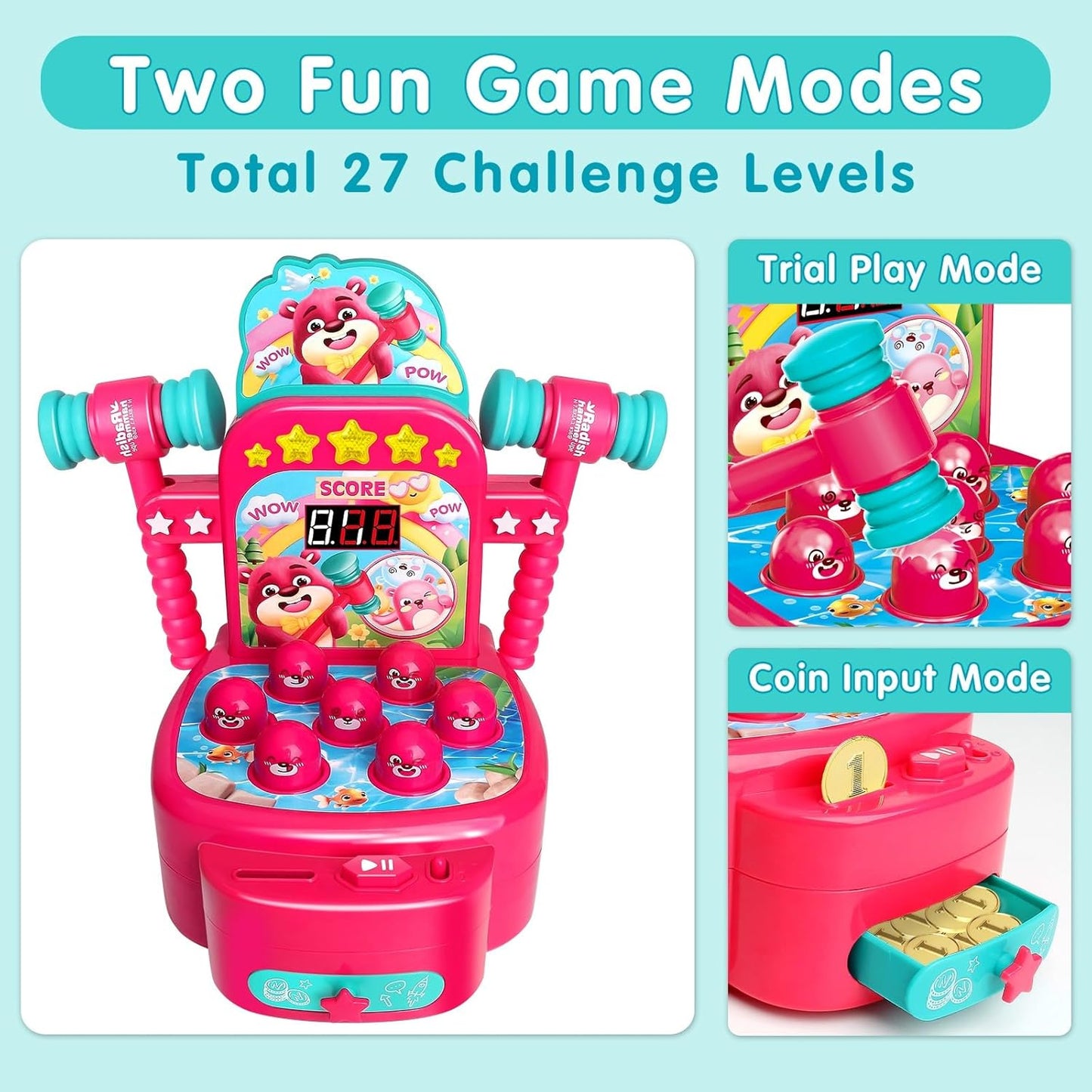 Yerloa Juego Whack para niños pequeños de 2, 3, 4, 5 años, r