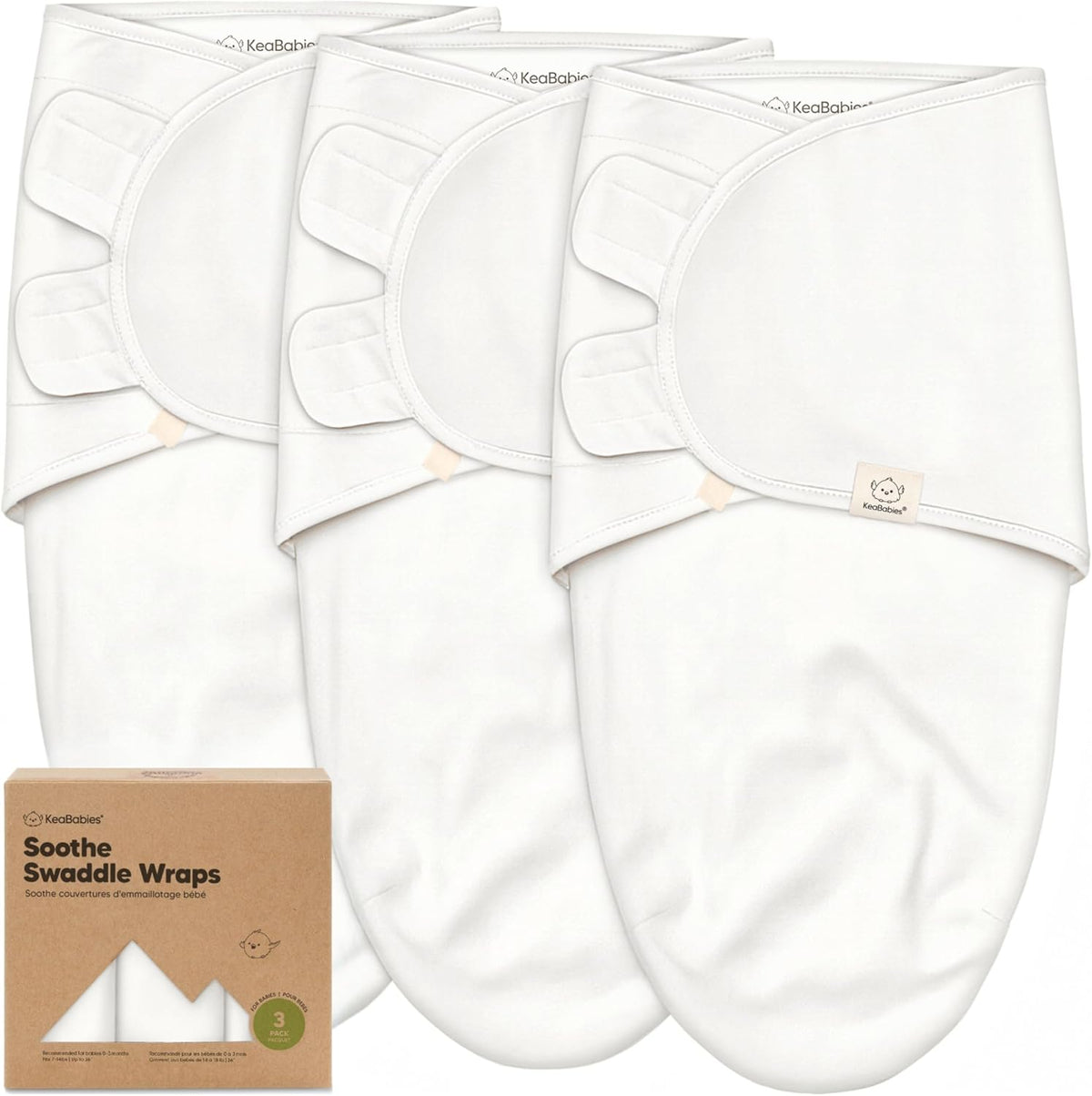 KeaBabies Paquete de 3 Sacos de Dormir Envolventes Orgánicos para B...