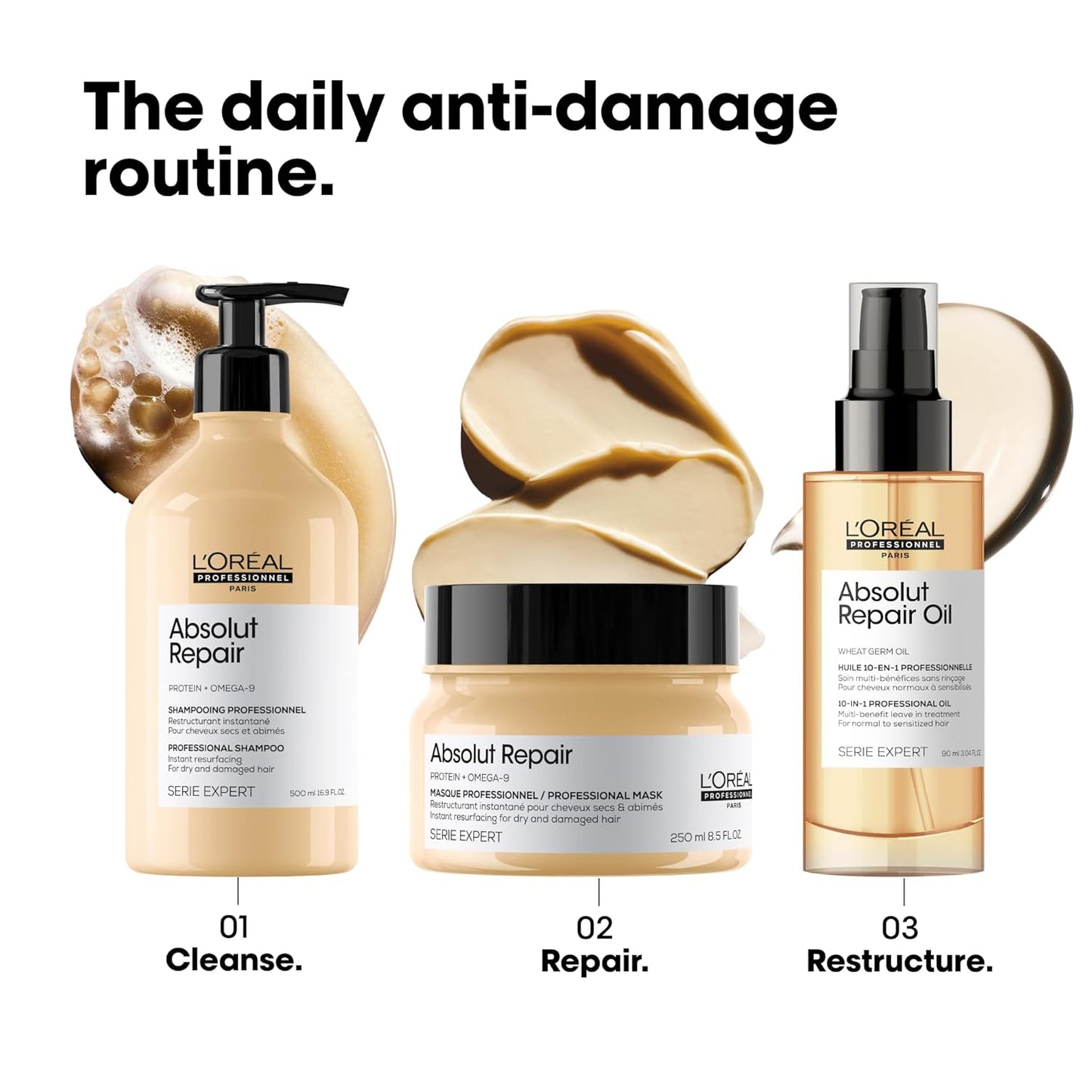 L'Oréal Professionnel Paris Absolut Repair Hair Mask - Tratamiento nutritivo de proteínas, hidrata, repara daños y añade brillo, para cabello seco y dañado