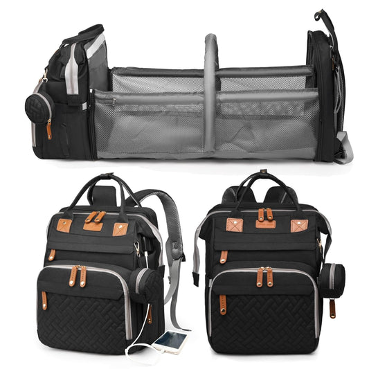 Jeryswet Bolsas de pañales para bebé con cambiador, mochila imperme...