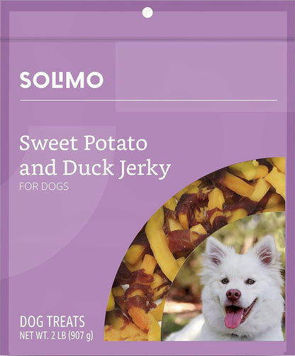 Amazon Brand - Solimo Golosinas para perros de batata y pato, 2 libras