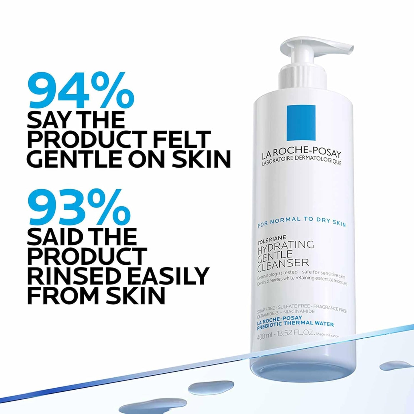 La Roche-Posay Toleriane - Limpiador facial suave e hidratante, lim...