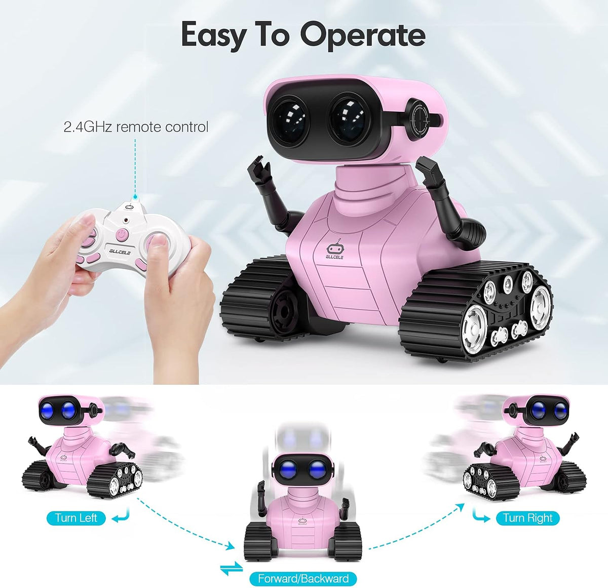 ALLCELE Robot de juguete para niñas, robot RC recargable para niños...