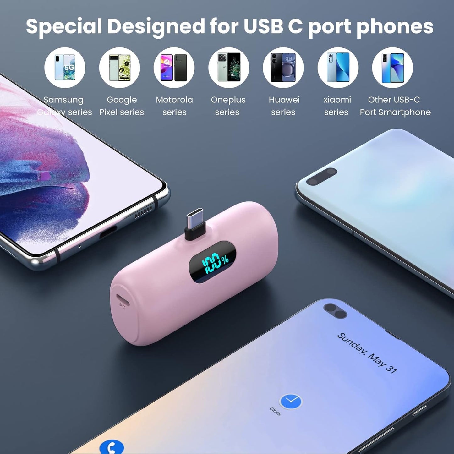 Paquete de 2 cargadores portátiles pequeños para iPhone 17\/16\/15...