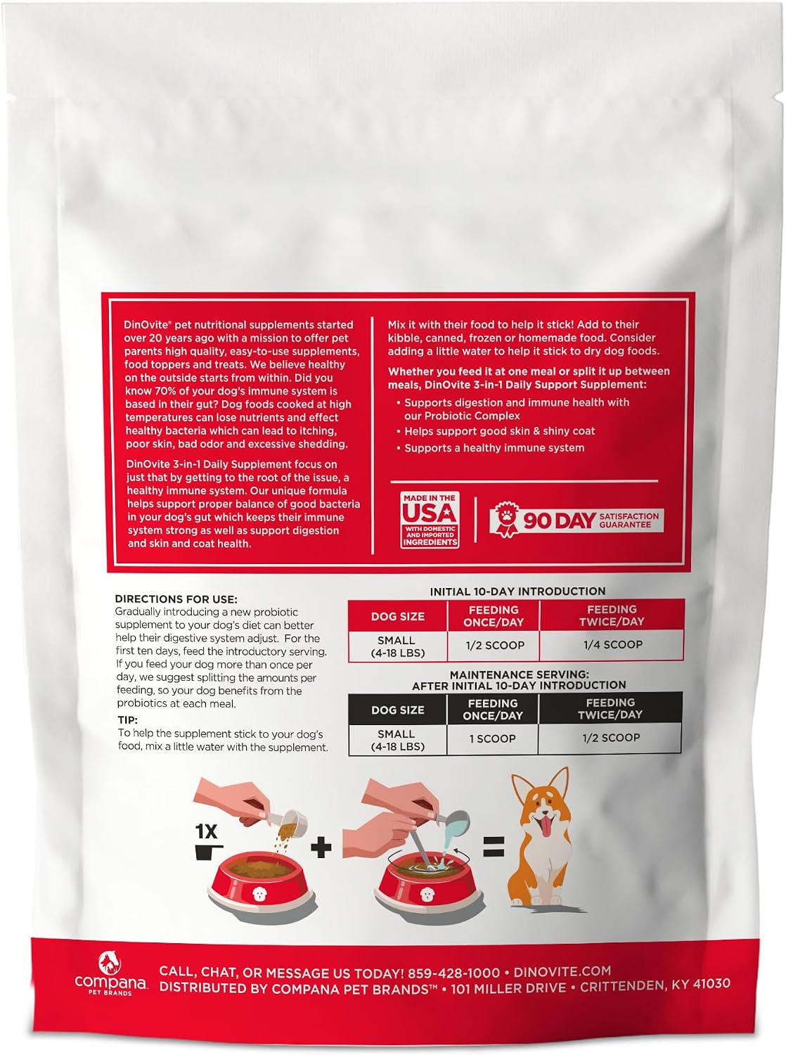 Probióticos Dinovite para perros pequeños, adorno probiótico para a...