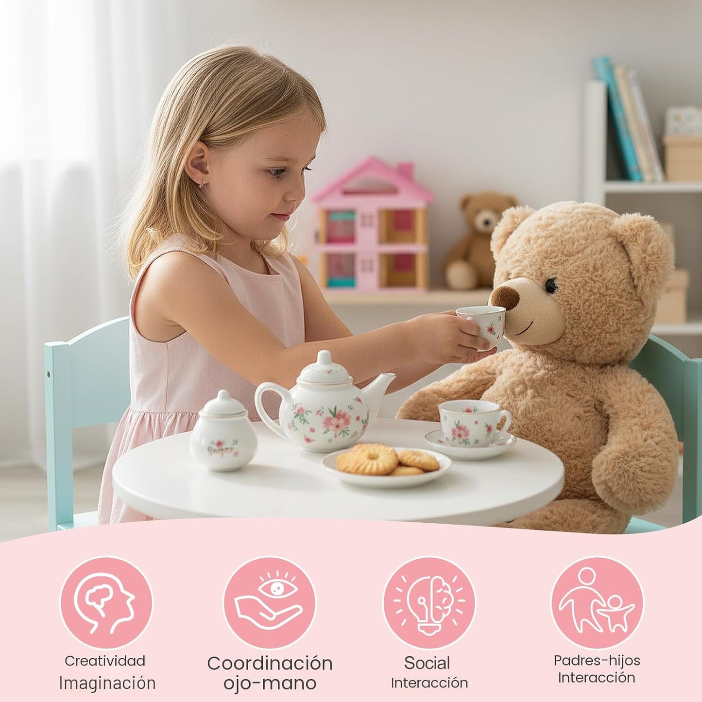 Juego de té de porcelana para niñas, juego de fiesta de té para niñ...
