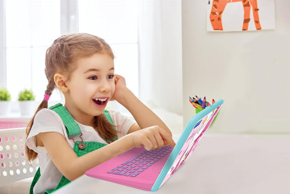 LEXiBOOK - Ordenador portátil educativo y bilingüe Unicornio español/inglés - Juguetes para niños con 124 actividades para aprender matemáticas, dactilografía, lógica, lectura de relojes, jugar juegos