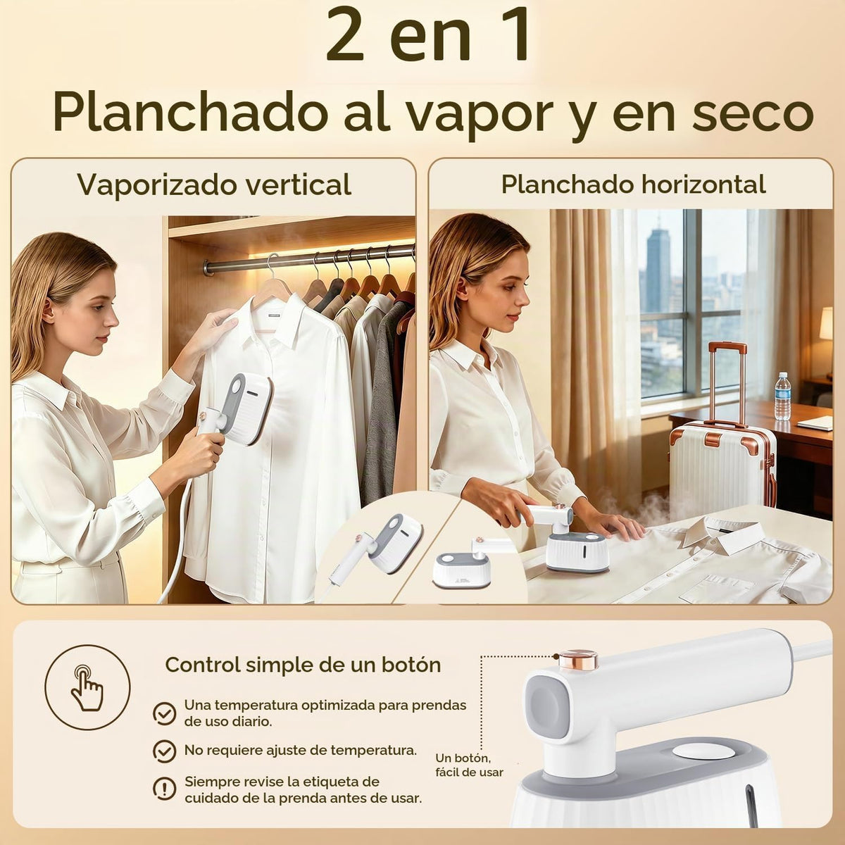 EICORA Vaporizador de mano para ropa, vaporizador 2 en 1 y plancha...