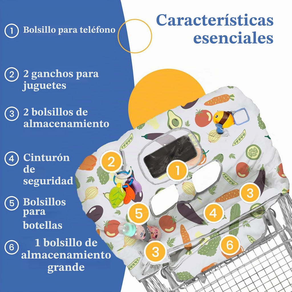 PILLANI Funda para carrito de compras para bebé, funda para silla a...