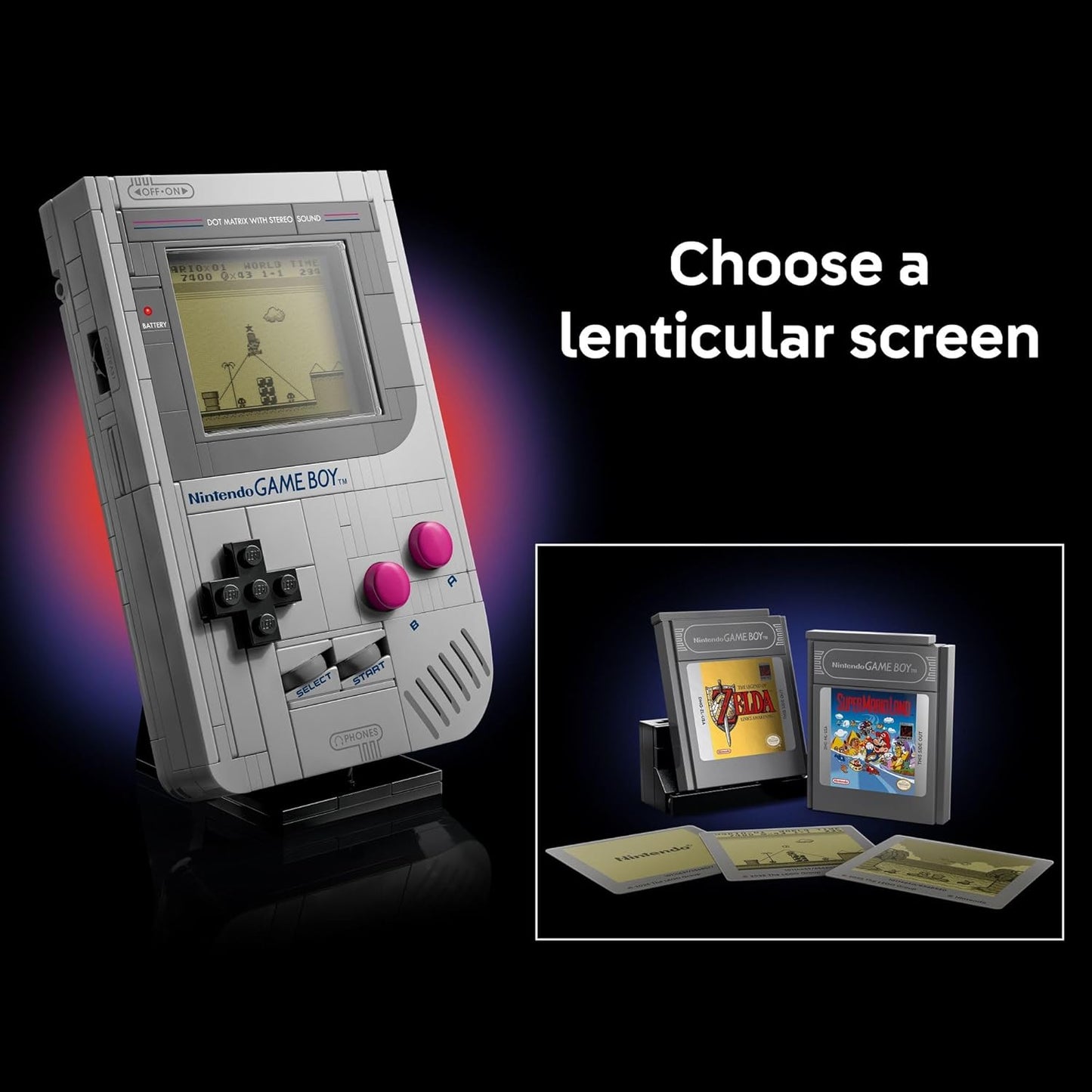 LEGO Super Mario Game Boy - Juegos de construcción retro para adultos, a partir de 18 años - Regalos para cumpleaños - Modelo coleccionable con juegos y soporte de exhibición - 72046