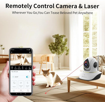 VSTARCAM Cámara para mascotas con láser, 3MP 2.4GHz WiFi interactiv...