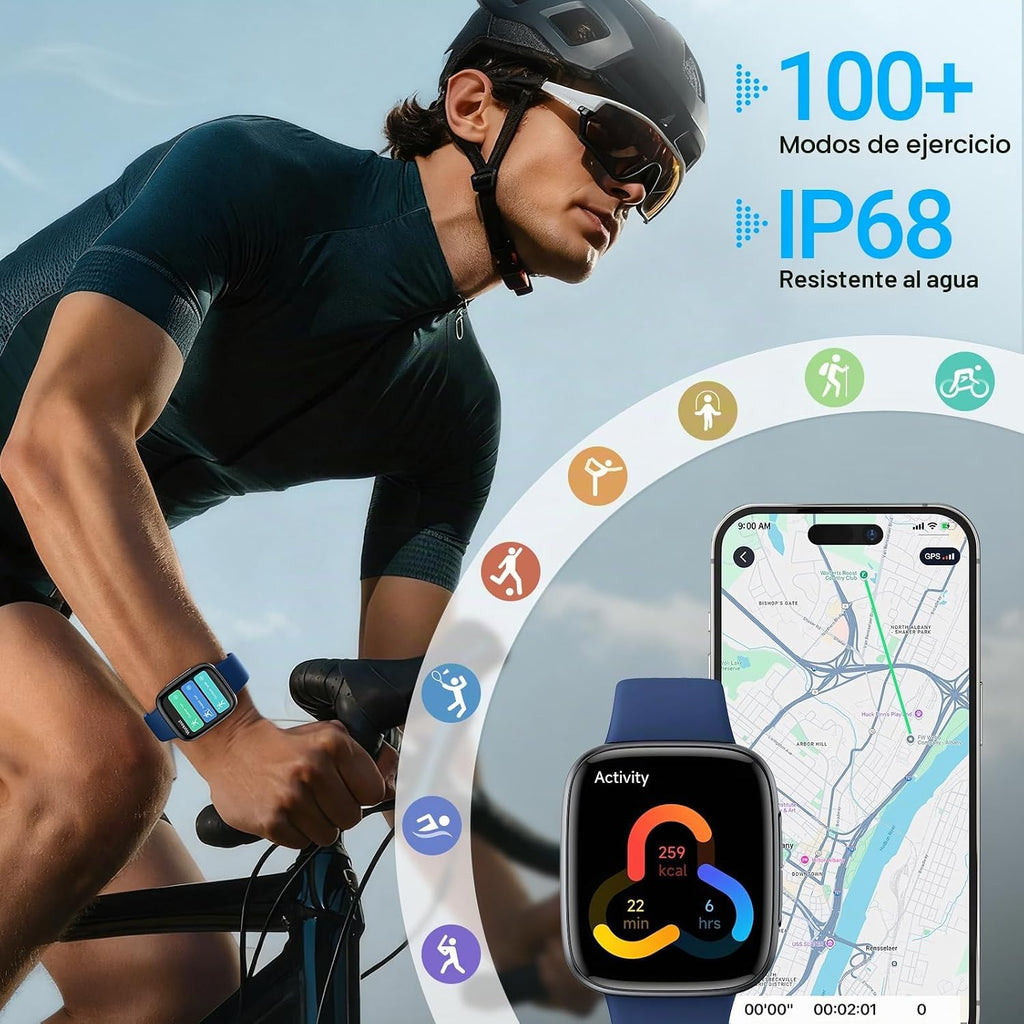 Fitpolo Reloj inteligente, rastreador de actividad AMOLED de 1.85 p...