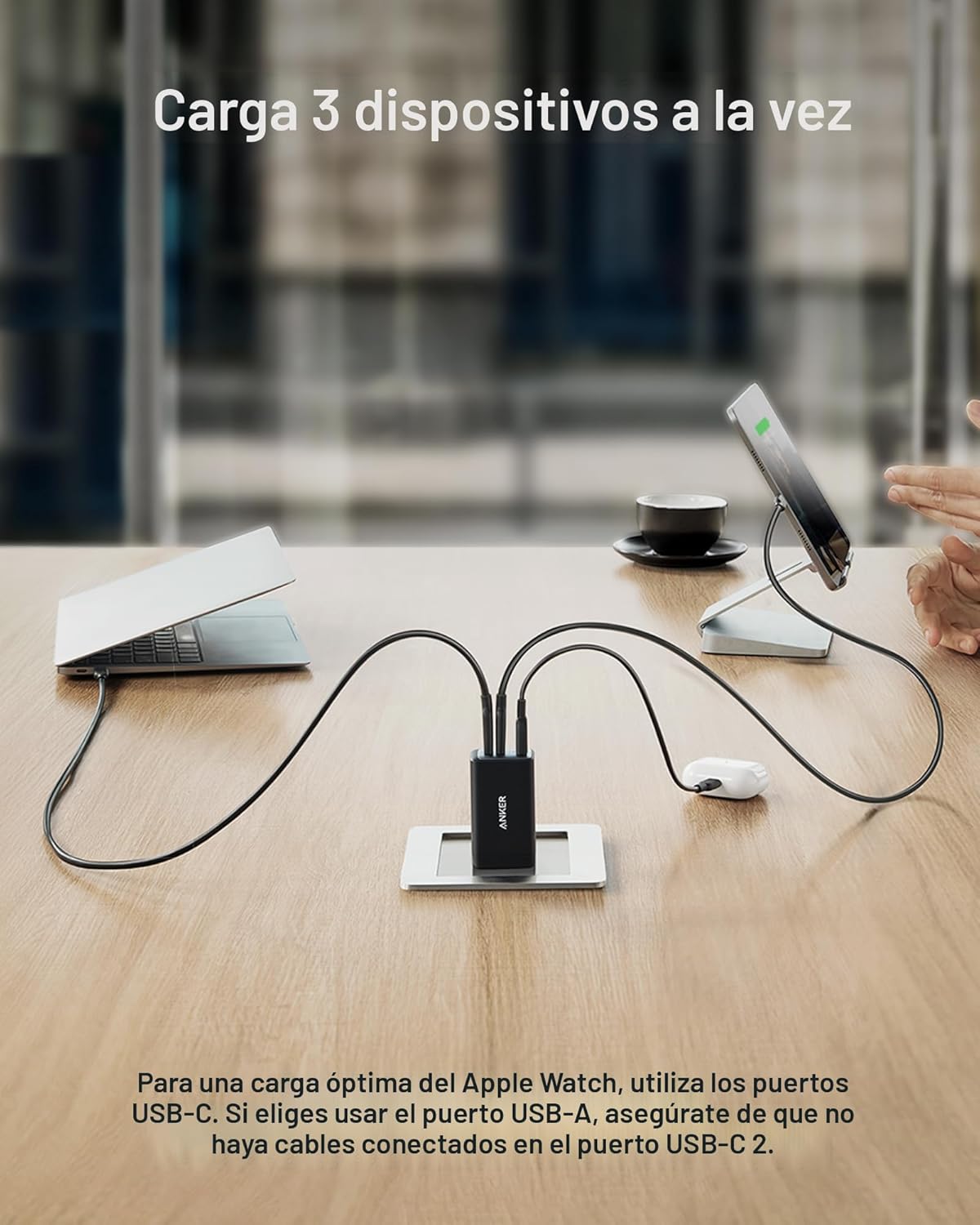 Anker Cargador 65 W 3 puertos rápido plegable USB C bloque