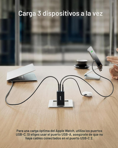 Anker Cargador 65 W 3 puertos rápido plegable USB C bloque