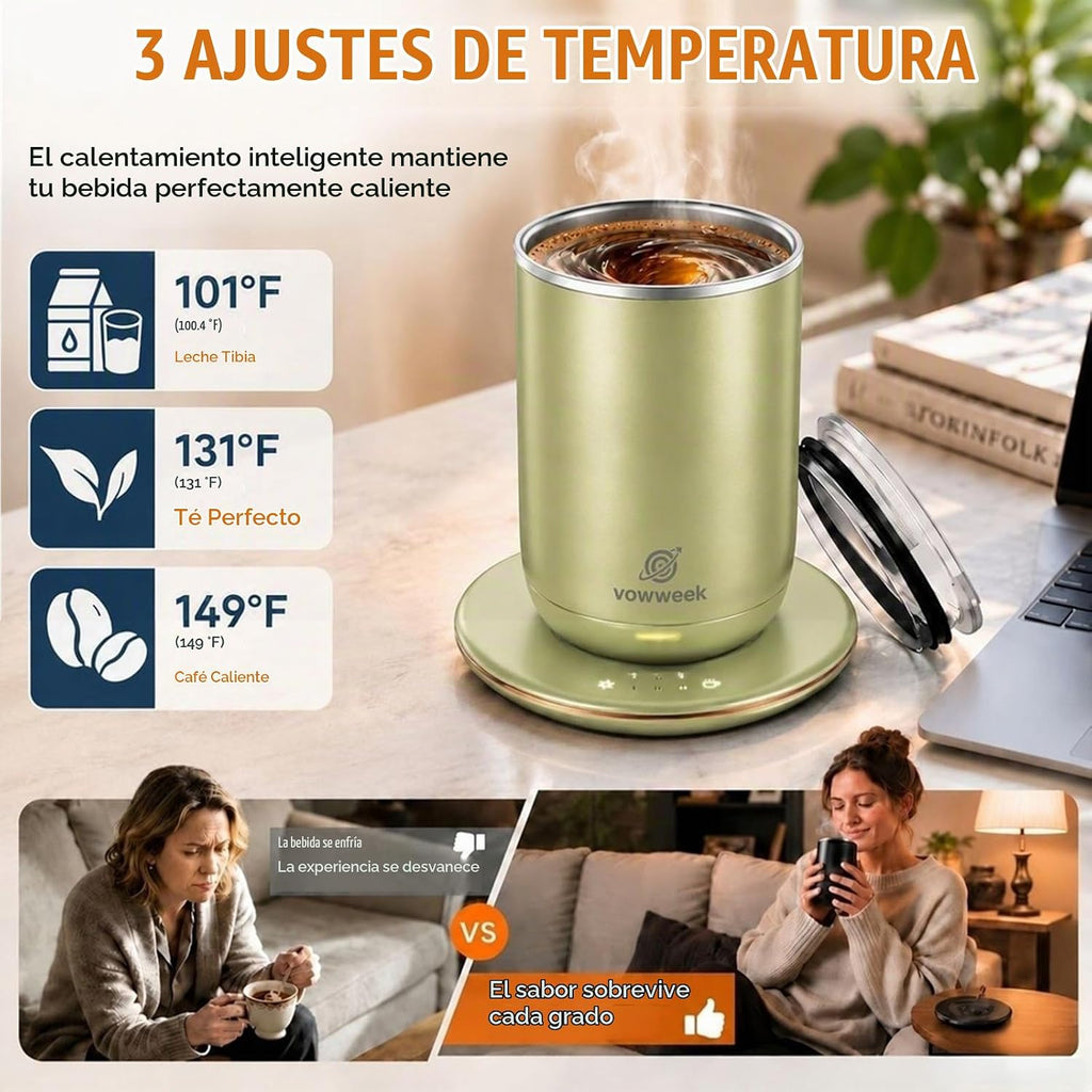 Taza de café con agitación automática, taza calentada de 10 oz con...