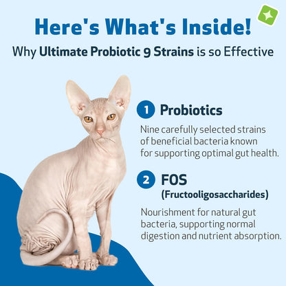 Pet Wellbeing Ultimate Probiotic 9 cepas con prebióticos FOS para g...