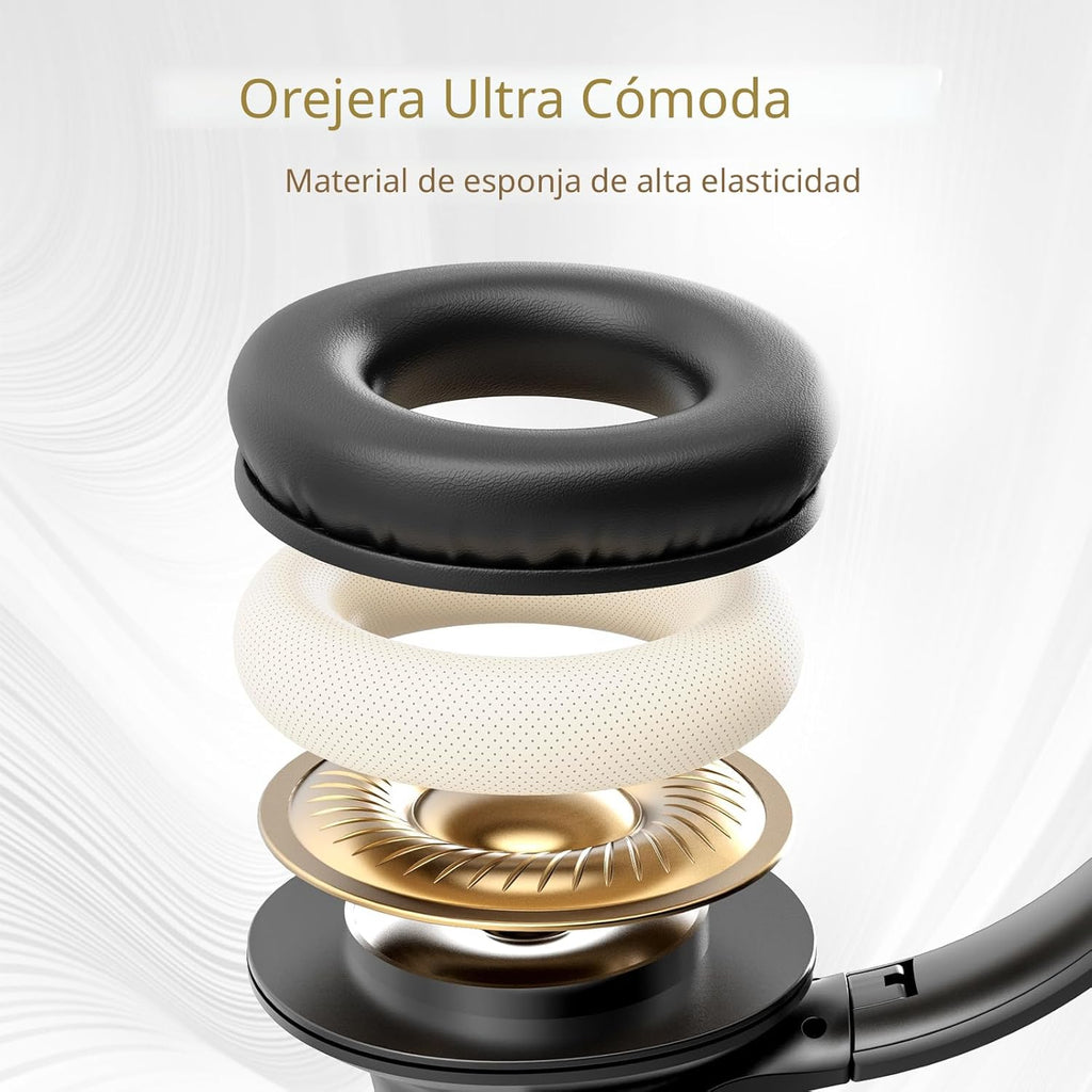 KVIDIO Auriculares Bluetooth sobre la oreja, 65 horas de reproducci...